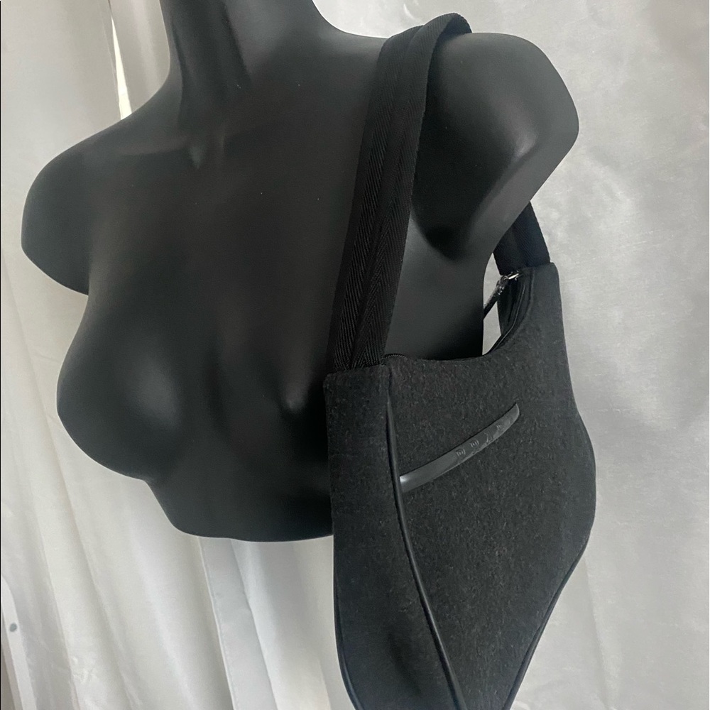 VINTAGE CLOTH PRADA WOOL BLACK SHOULDER BAG/ PURSE